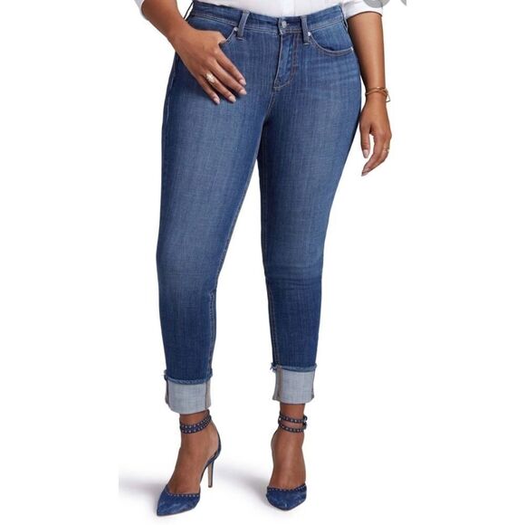 NYDJ Boost Jackson Skinny Jeans 26 Blue Raw Cuff - Picture 1 of 9